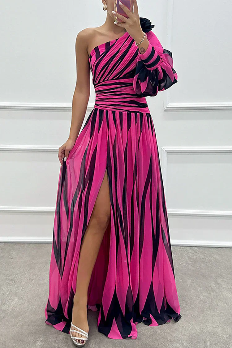 Zayla | Women's One Shoulder High Slit Maxi Dress
