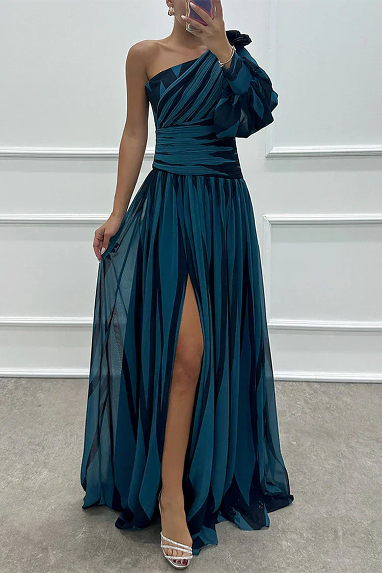 Zayla | Women's One Shoulder High Slit Maxi Dress