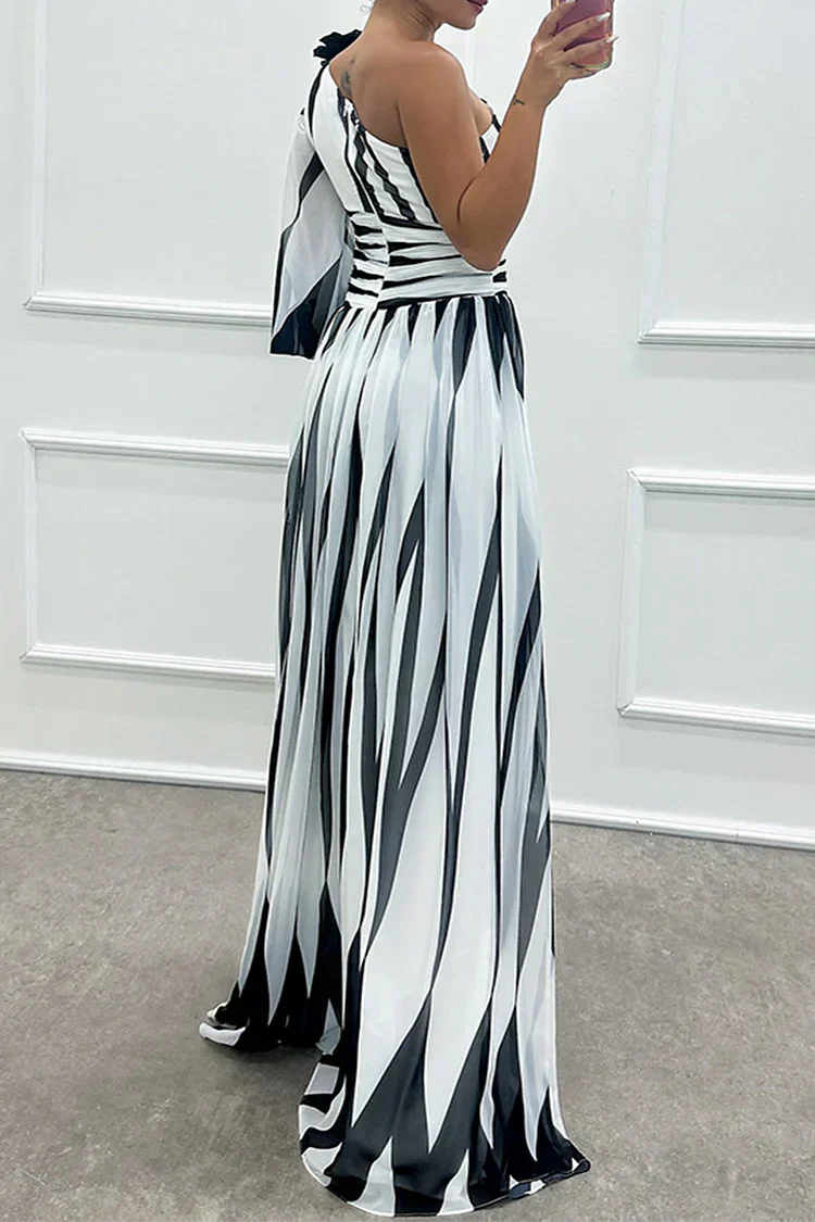 Zayla | Women's One Shoulder High Slit Maxi Dress