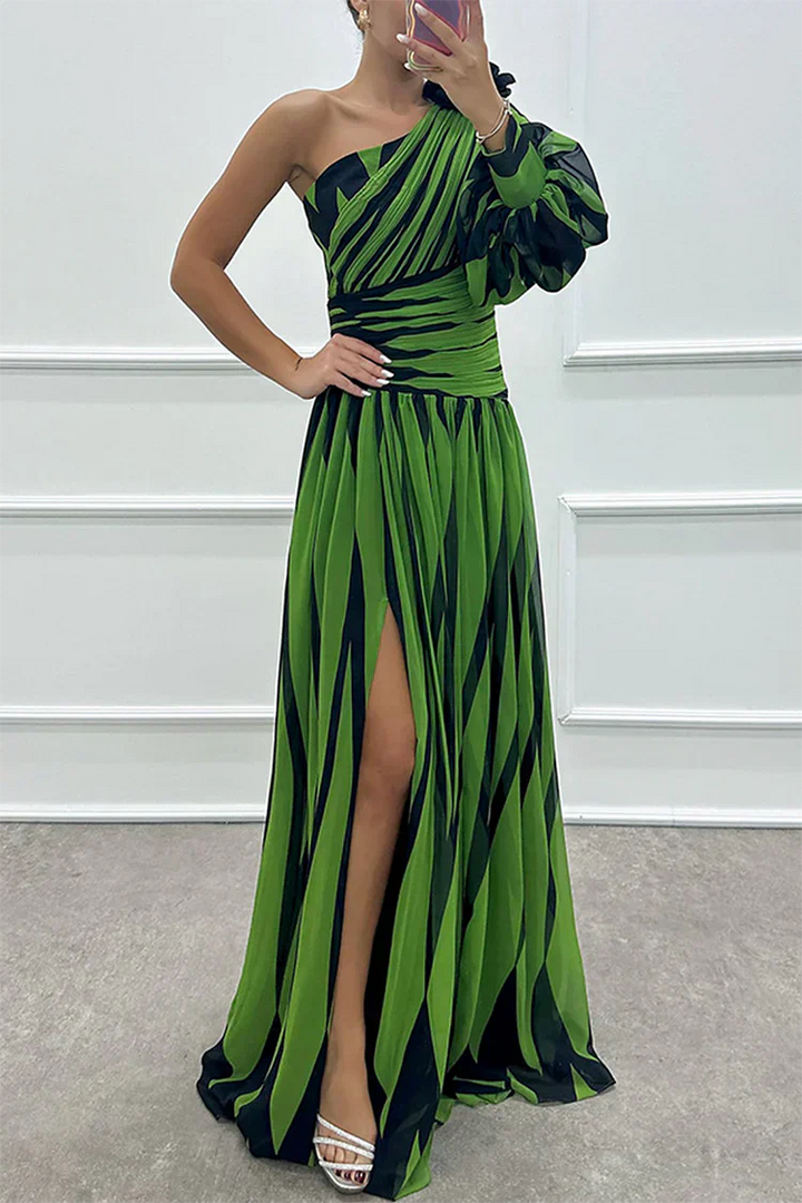 Zayla | Women's One Shoulder High Slit Maxi Dress