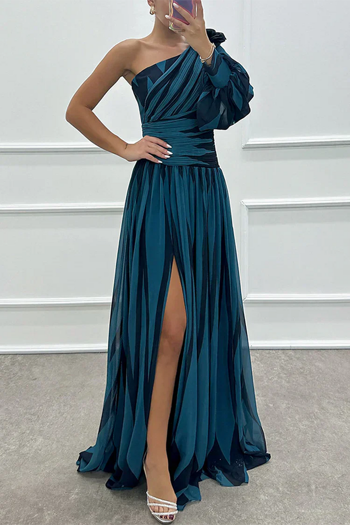 Zayla | Women's One Shoulder High Slit Maxi Dress