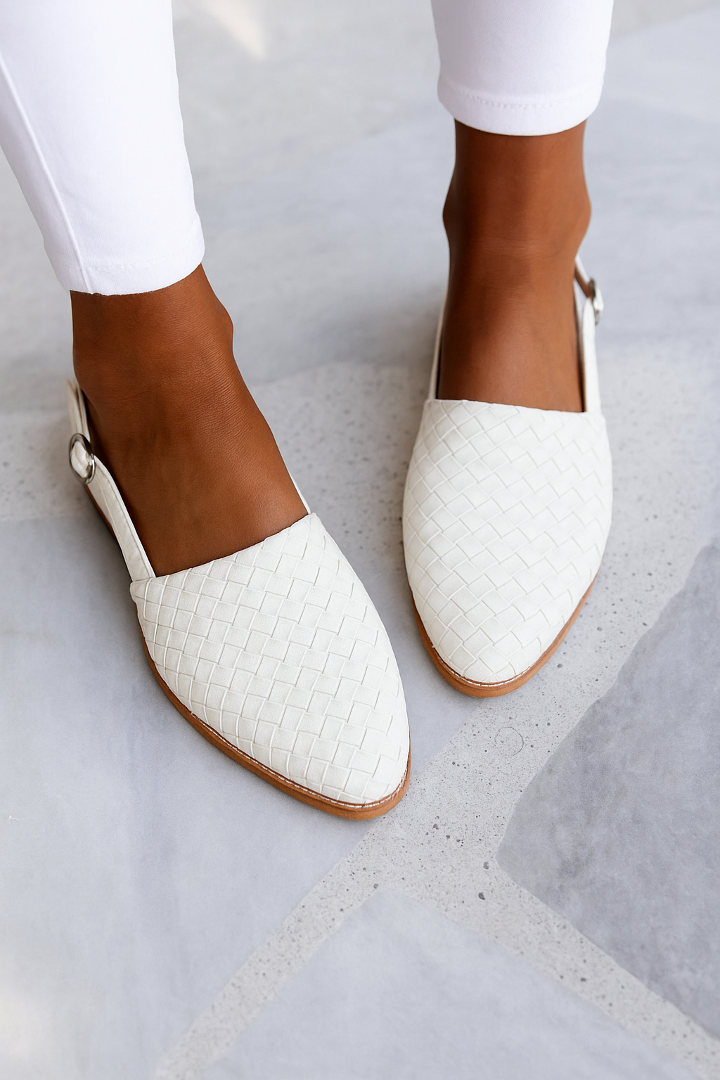 Classic Orthopaedic Sandal styled for everyday wear with relaxed white denim