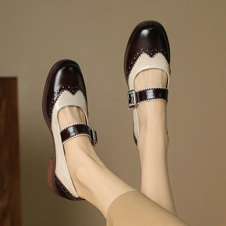 Women's Everyday Leather Mary Janes styled with casual trousers showing full shoe silhouette and fit