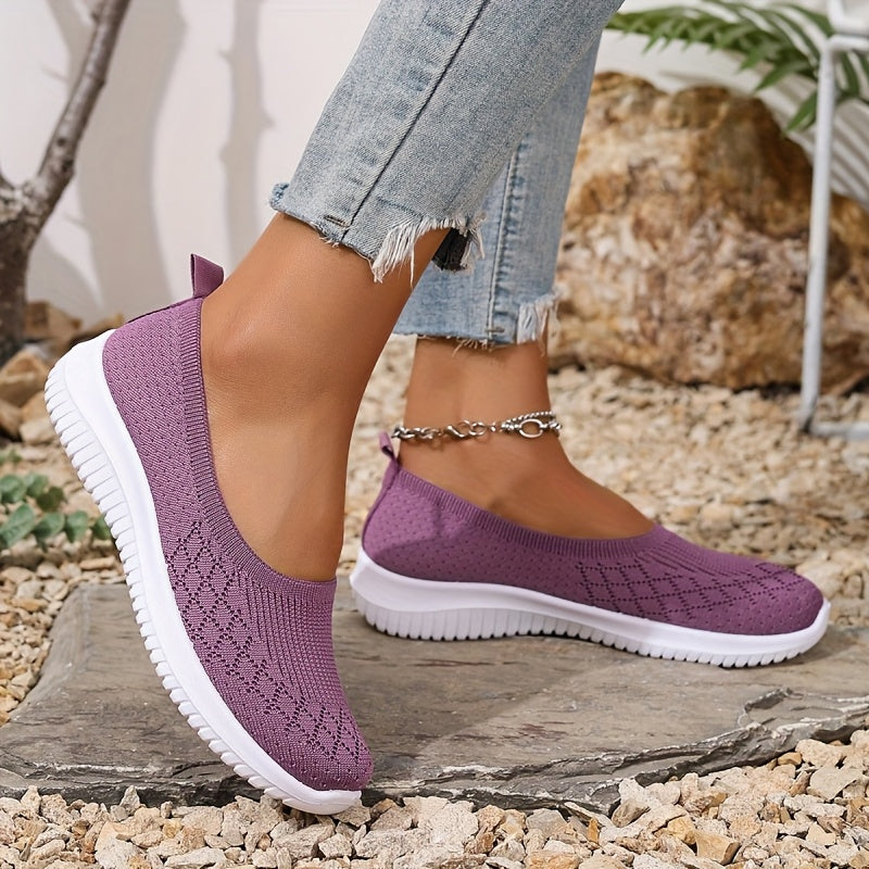 Women's Orthopaedic Slip-On Sneaker worn with distressed jeans showing comfortable fit and ankle support