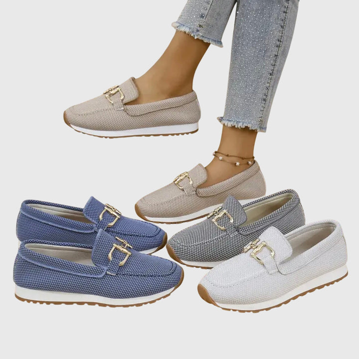 Women Orthopedic Mesh Loafers in motion demonstrating flexible sole and comfortable fit