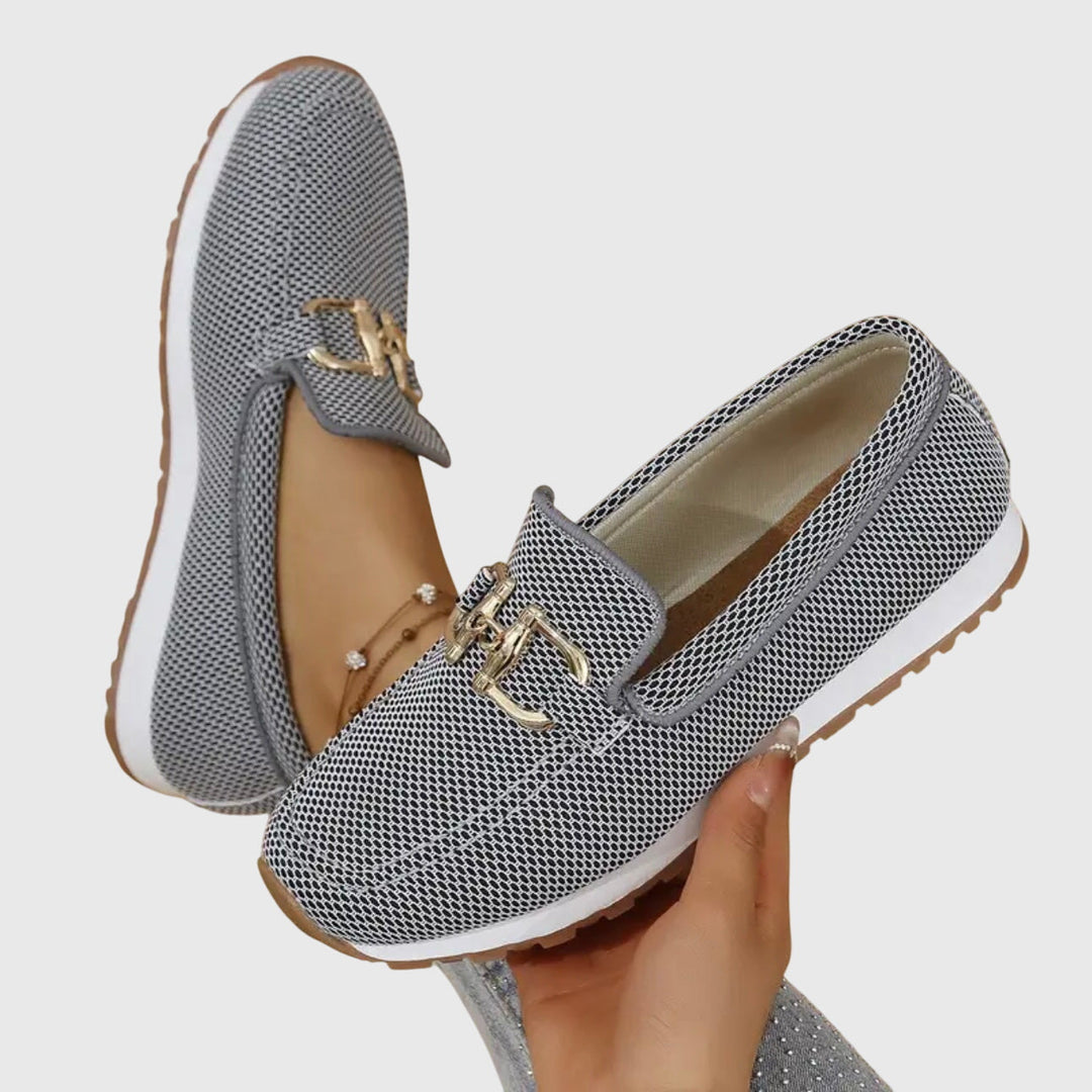 Women Orthopedic Mesh Loafers from above showing rounded toe shape and elasticated topline