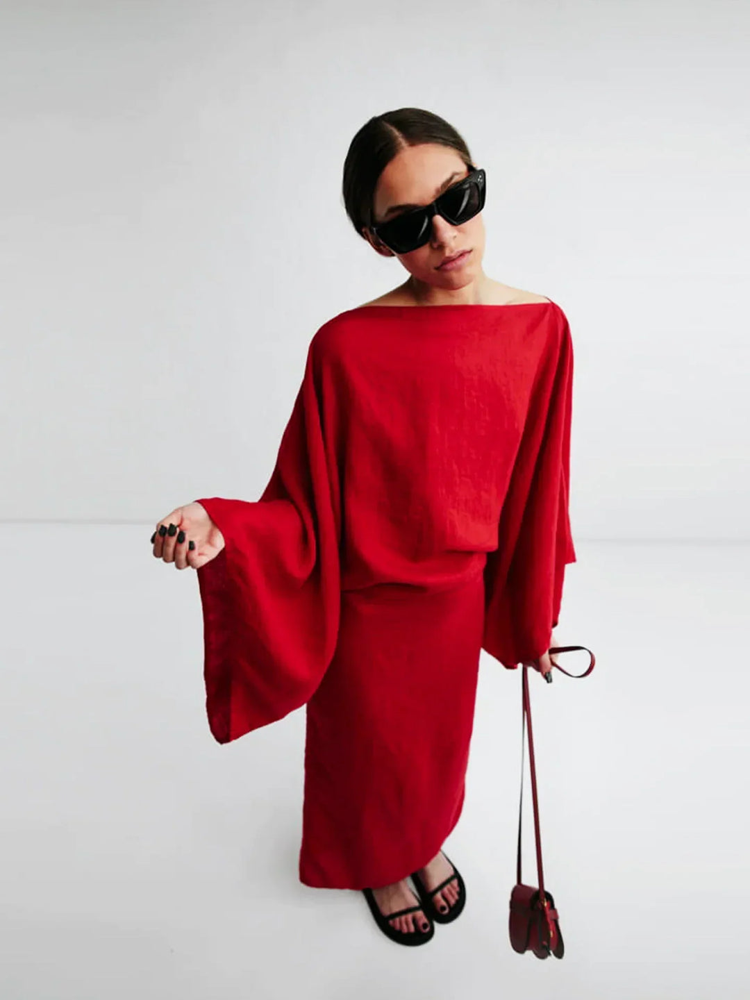 Women Elegant Kaftan Dress in black showing versatile styling for various occasions