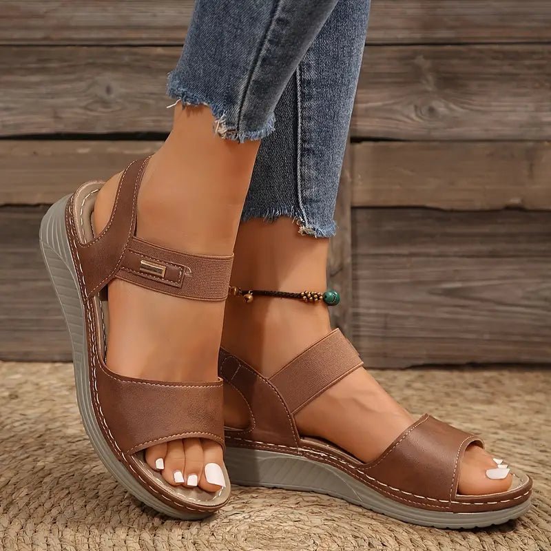 Women's orthopedic sandals in brown featuring comfort support footbed, adjustable straps, and durable construction for everyday wear at regular price