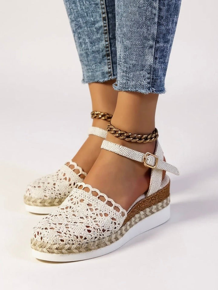 Boho Platform Sandals Crochet Woven Espadrille Women styled for casual summer wear with relaxed bohemian aesthetic