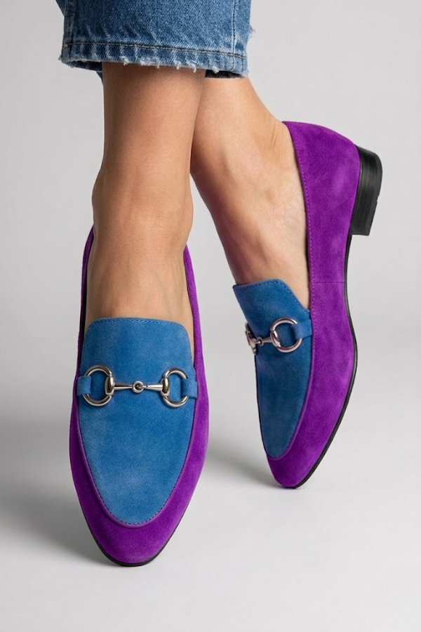 Women's green bohemian moccasins styled with cropped denim jeans for casual everyday outfits