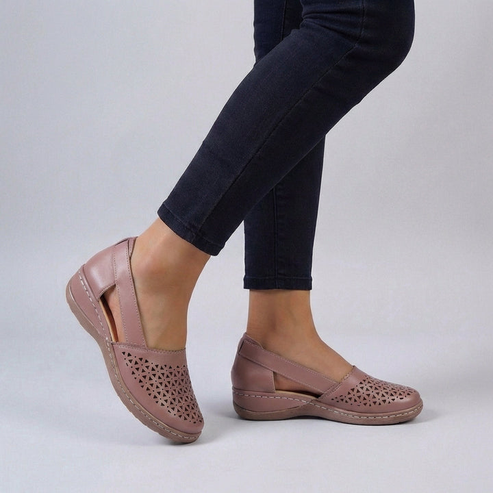 Rear view of Women's Orthopedic Sandals displaying adjustable back strap and supportive structure