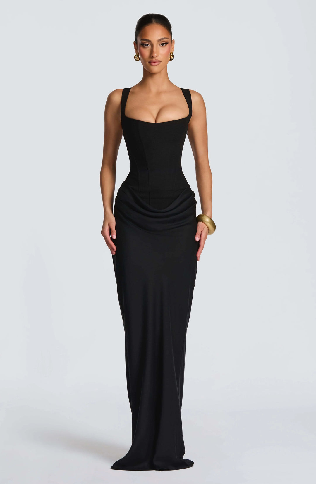 Women's Sleeveless Bodycon Maxi Wedding Guest Dress in white for summer wedding occasions