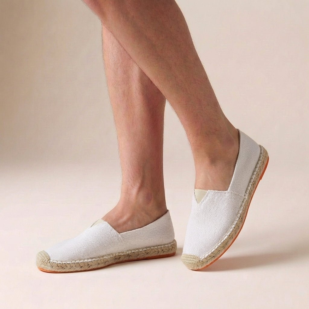 Close-up of Women's Orthopedic Espadrilles Slip-On Jute Sole displaying natural jute rope texture and secure stitching detail