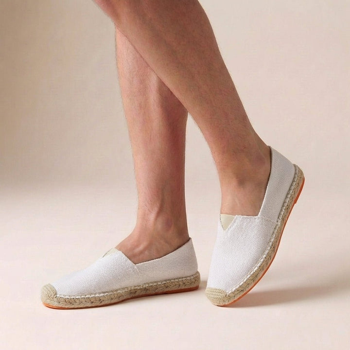 Close-up of Women's Orthopedic Espadrilles Slip-On Jute Sole displaying natural jute rope texture and secure stitching detail
