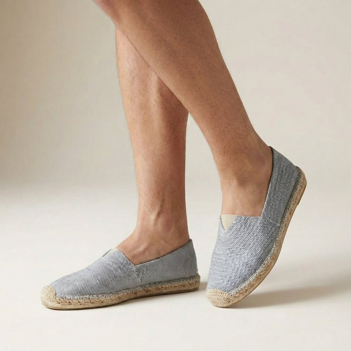 Women's Orthopedic Espadrilles Slip-On Jute Sole in black showing full side profile and artisanal jute sole detailing