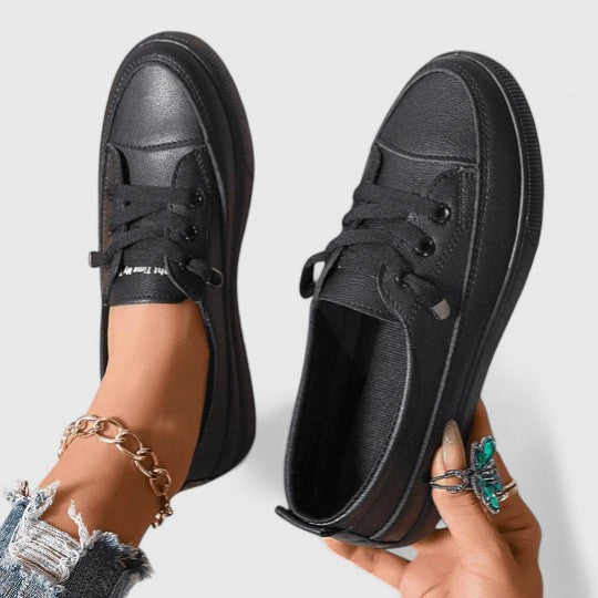 Women Casual Orthopedic Platform Sneakers paired with summer dress for effortless warm-season coordination