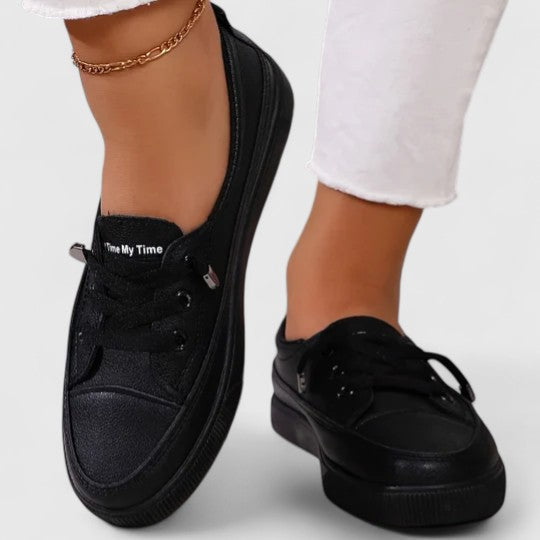 Front view of Women Casual Orthopedic Platform Sneakers showcasing contemporary silhouette and balanced height